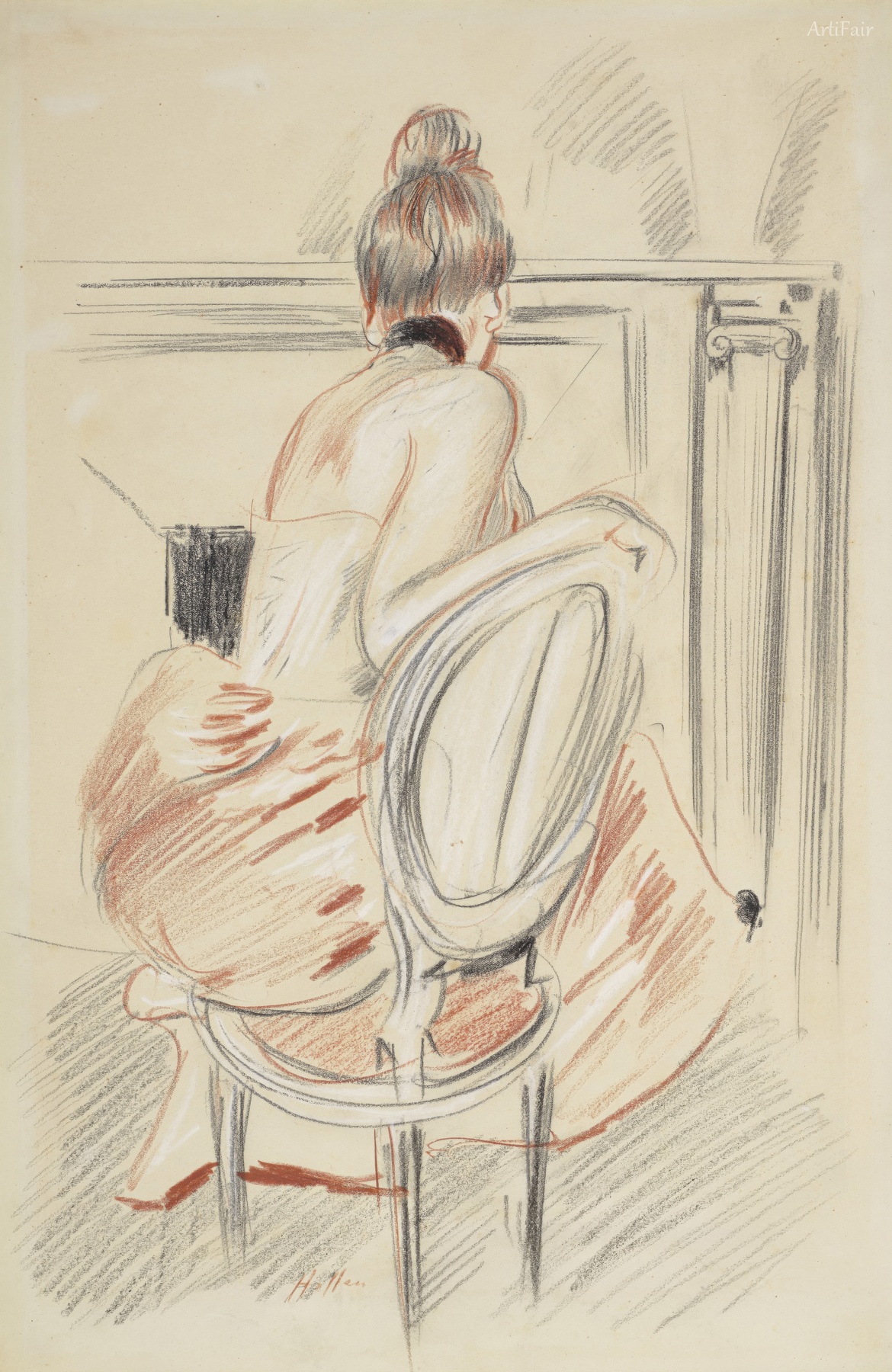 Madame Helleu Sitting by the Fireplace