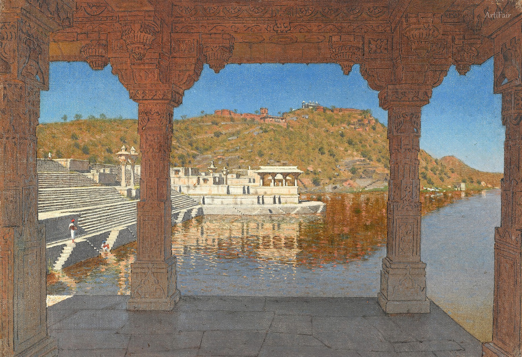 Marble Embellished Riverside at Udaipur 1874