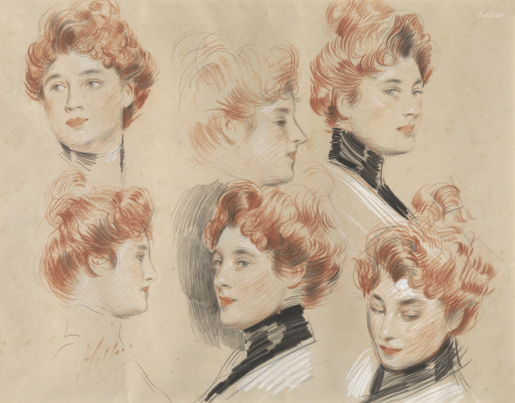 Six Studies of the Head of a Lady