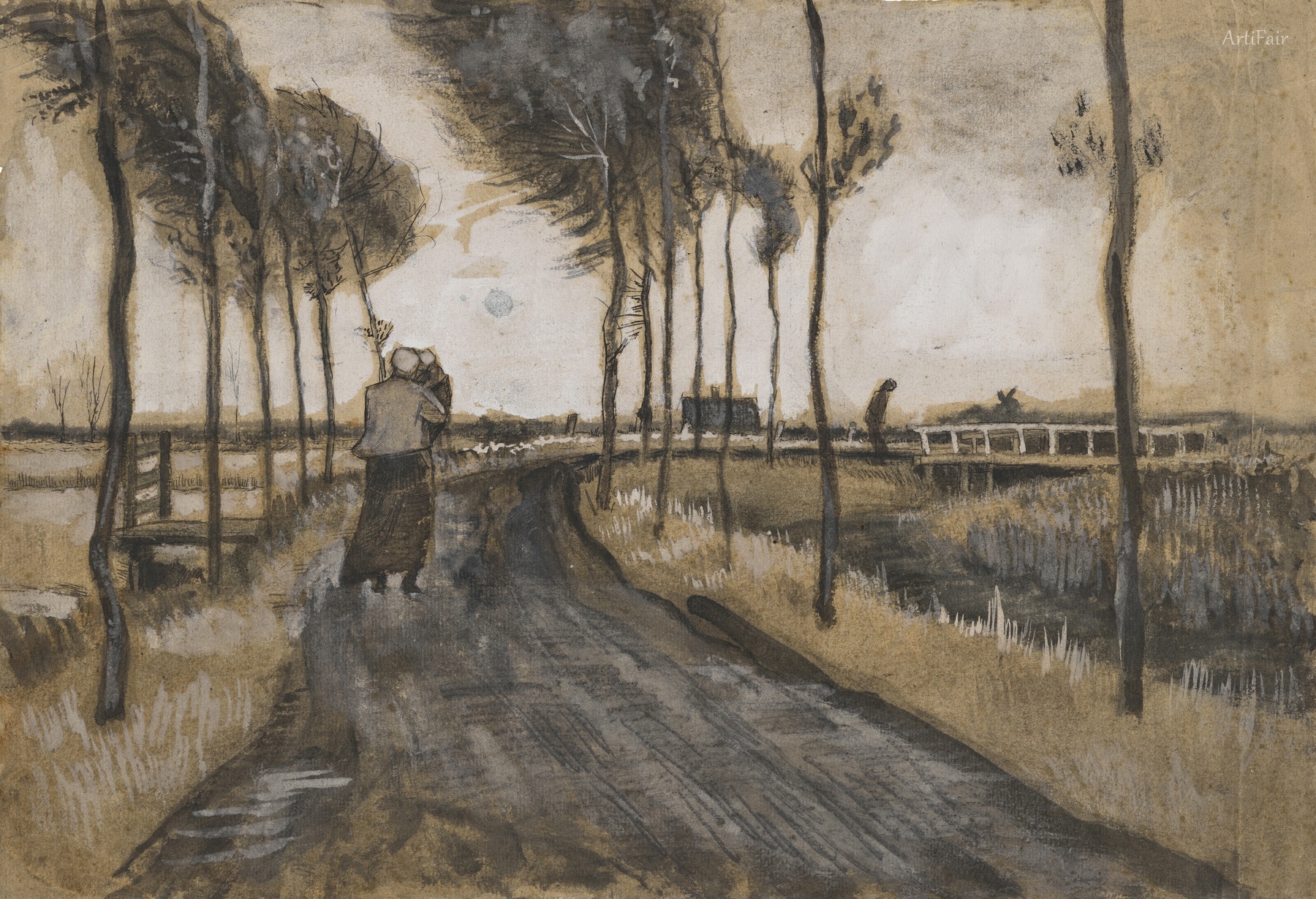 Landscape with Walking Woman