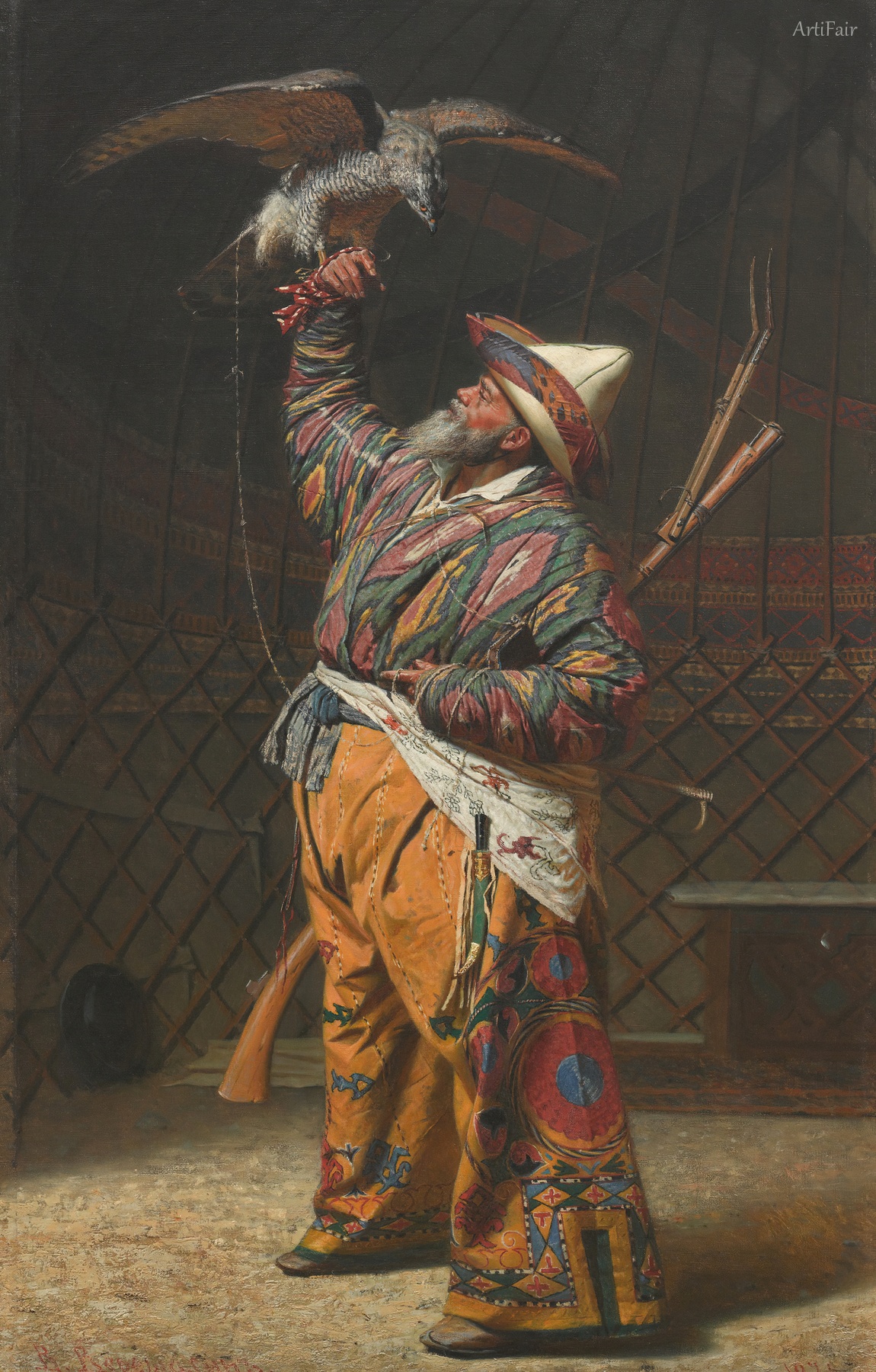 Wealthy Kyrgyz Hunter with Falcon