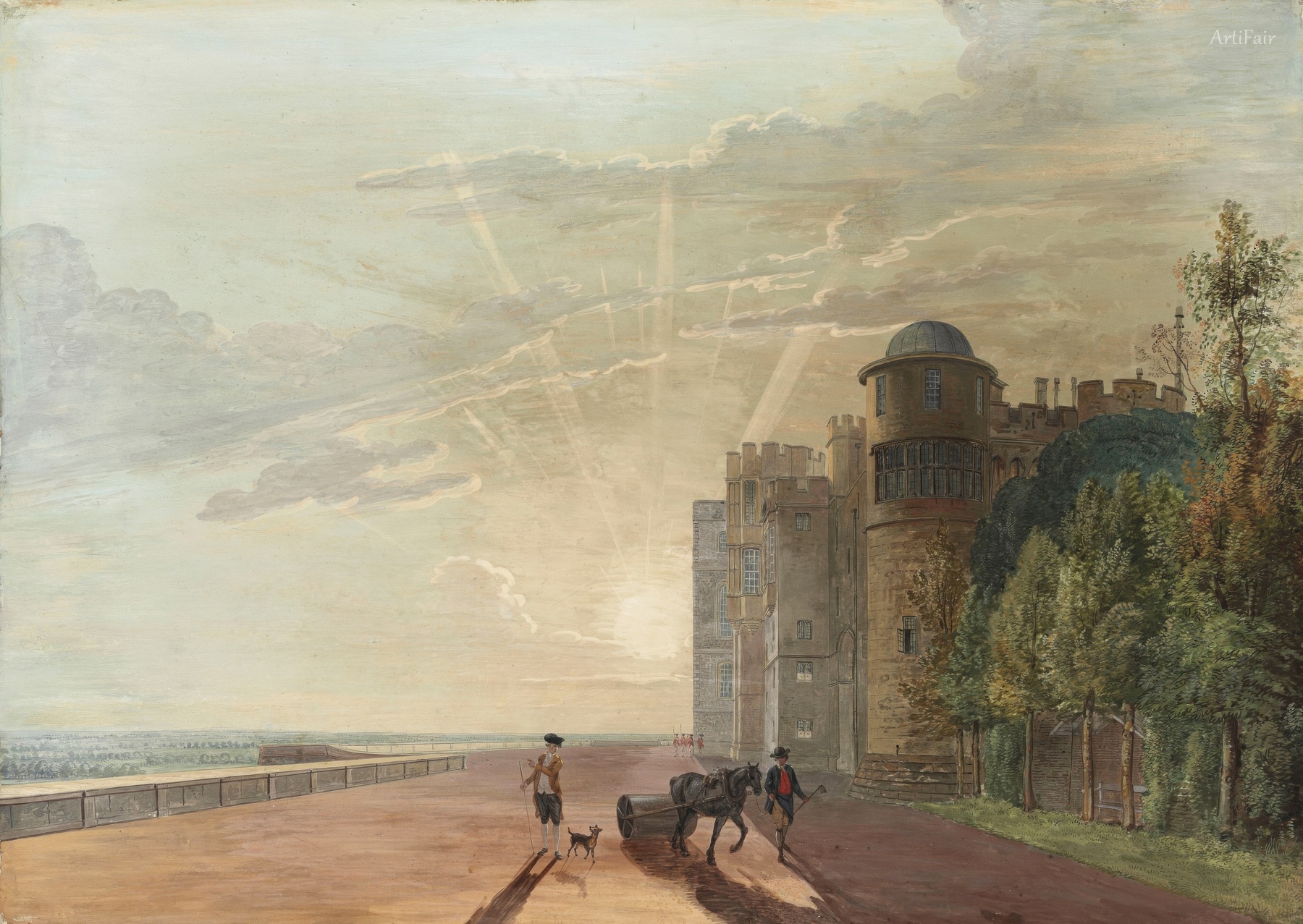 The North Terrace of Windsor Castle, looking east at sunrise