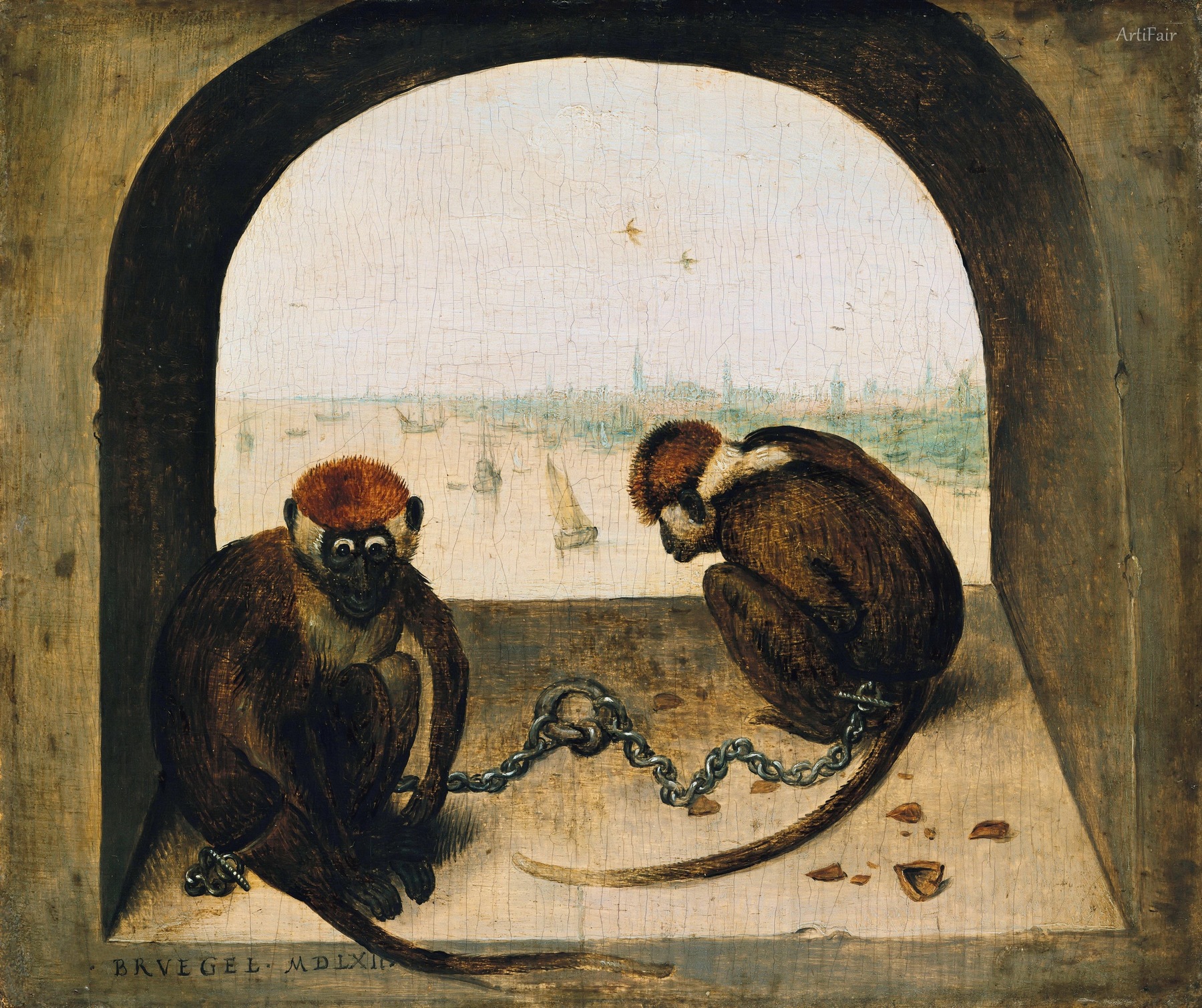 Two chained monkeys