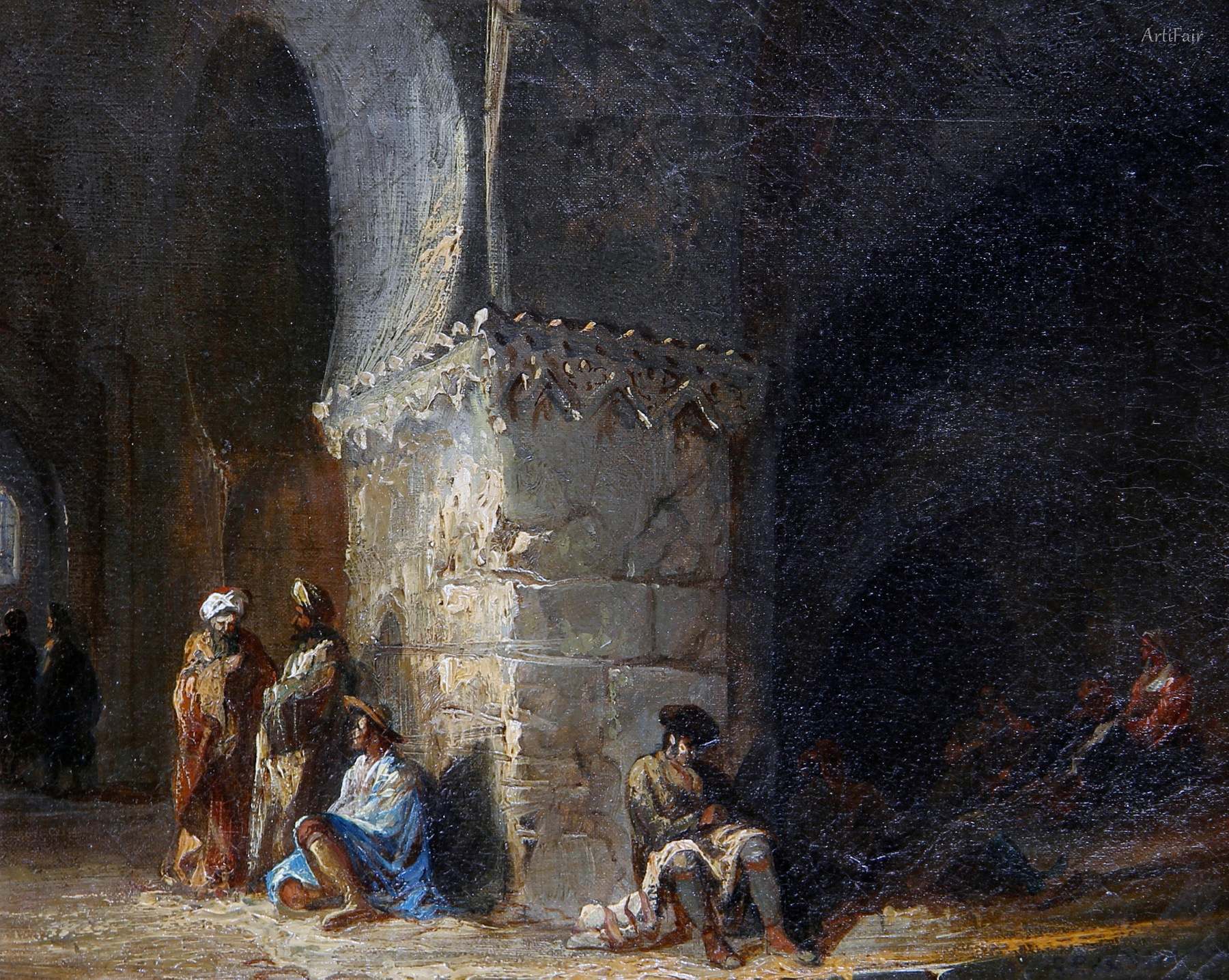 Figures in a cathedral interior