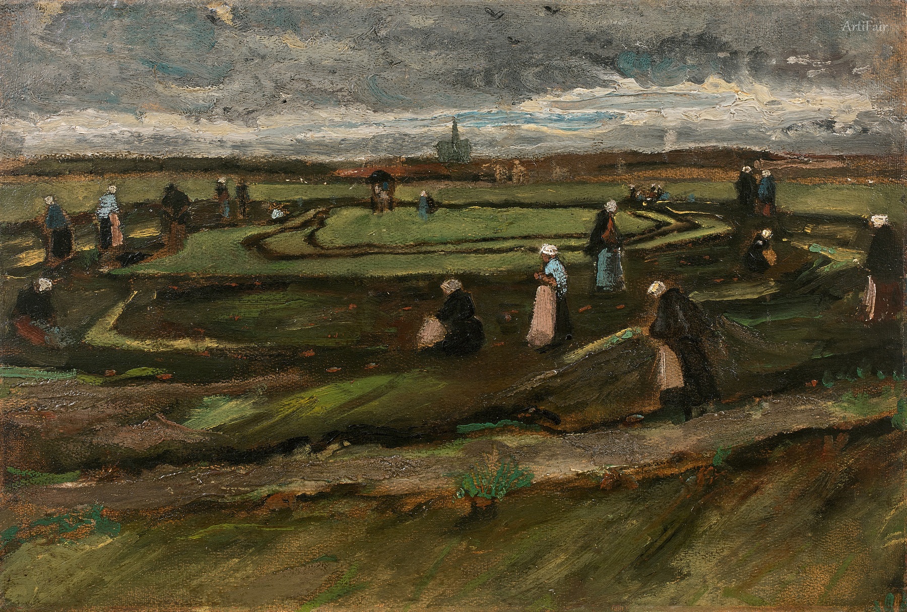 Women Mending Nets in the Dunes