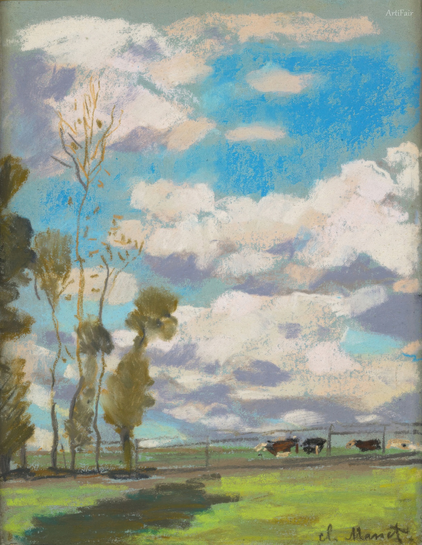 Three Cows Grazing